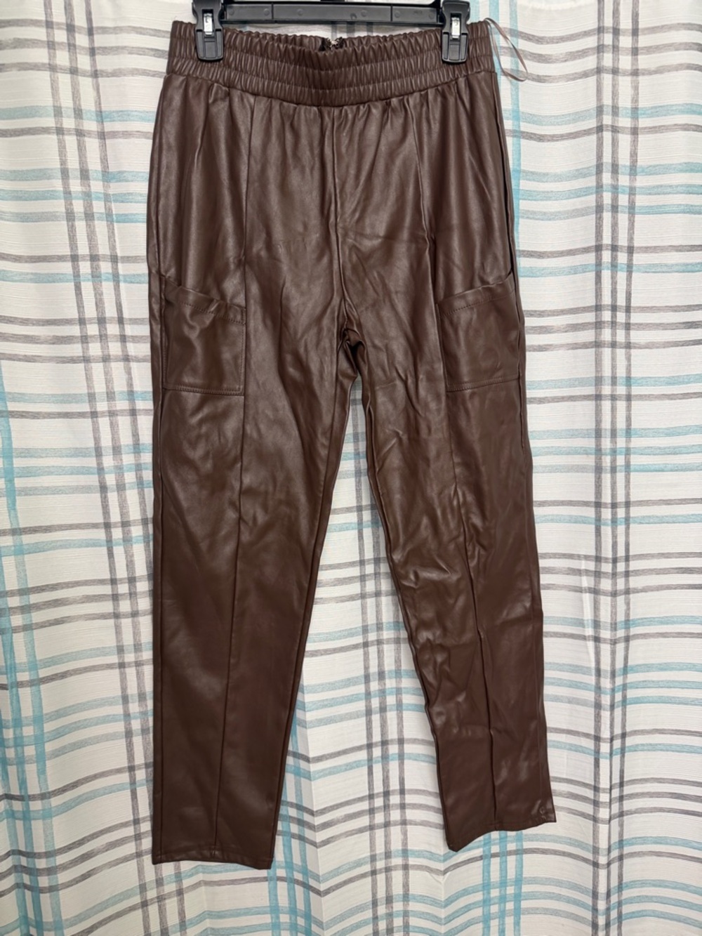 privy Brown Faux Leather Jogger Pants